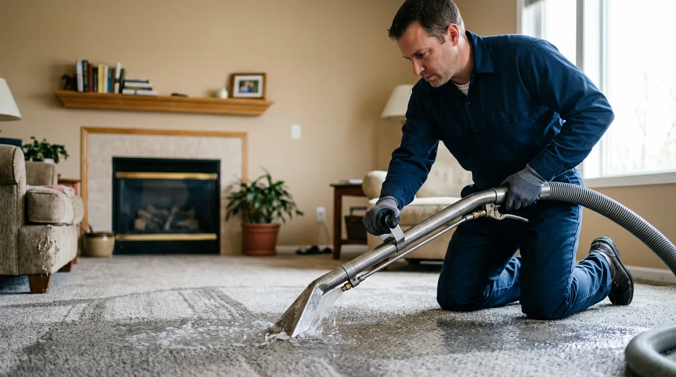 Water damage restoration technician working near Rocky Hill, NJ
